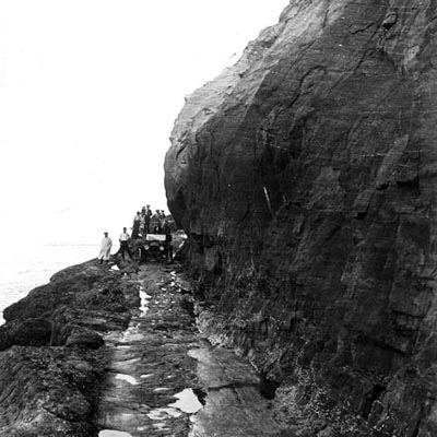 Model T Ford crossing Hug Point Road in the 1910s