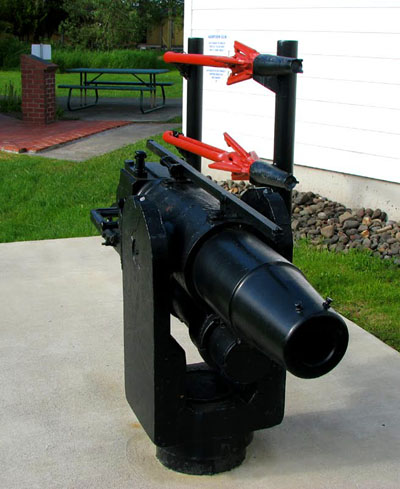 The harpoon gun used in Astoria's commercial whaling operation